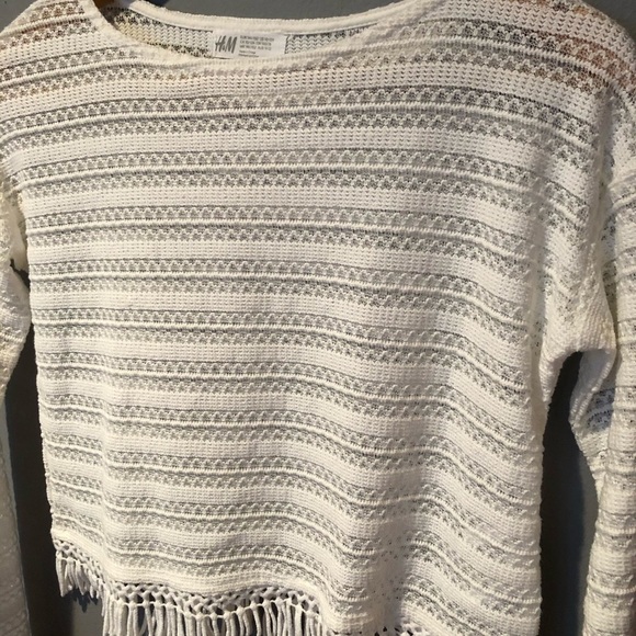 H&M white fringe crop top size 10-12Y - Picture 3 of 4